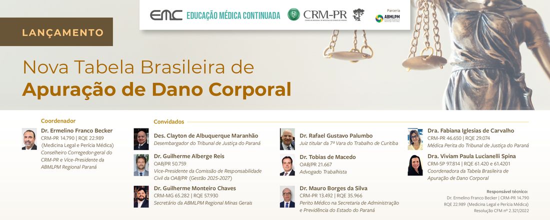 Lançamento da Nova Tabela Brasileira de Apuração de Dano Corporal