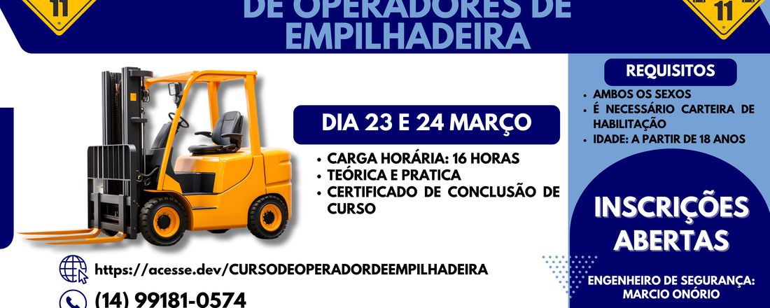 Curso de Formaçao de Operadores de Empilhadeira