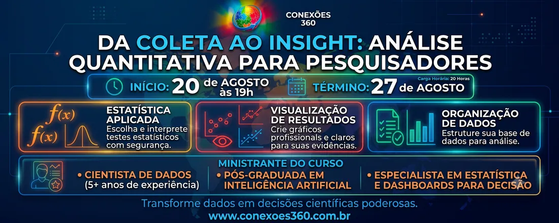 CURSO - Da Coleta ao Insight: Análise Quantitativa para Pesquisadores  Aprenda a organizar, analisar e transformar dados em resultados científicos confiáveis