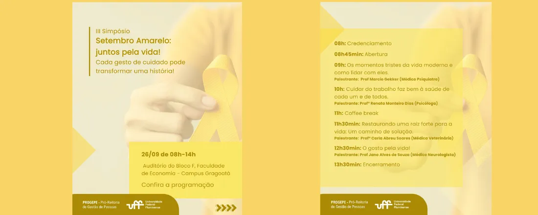 III Simpósio - Setembro Amarelo: juntos pela vida! Cada gesto de cuidado pode transformar uma história!