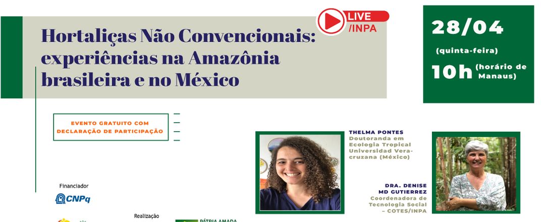 LIVE - Hortaliças Não-convencionais: experiências na Amazônia brasileira e no México