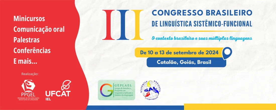III CONGRESSO BRASILEIRO DE LINGUÍSTICA SISTÊMICO-FUNCIONAL