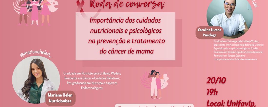 Roda de conversa: Importância dos cuidados nutricionais e psicológicos na prevenção e tratamento do câncer de mama