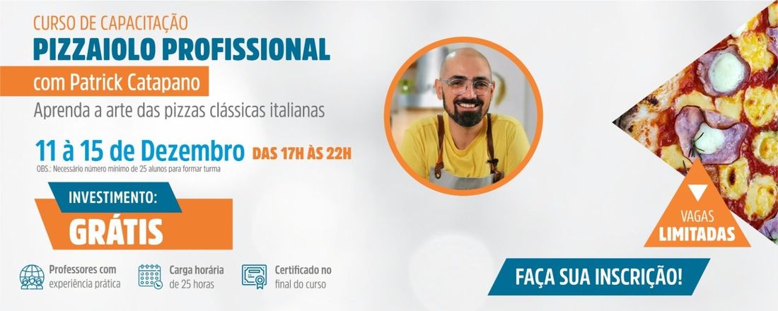 Curso Pizzaiolo com Patrick Catapano (11 a 15 de dezembro)