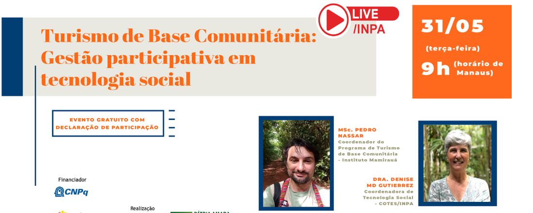 LIVE - Turismo de Base Comunitária - gestão participativa em tecnologia social