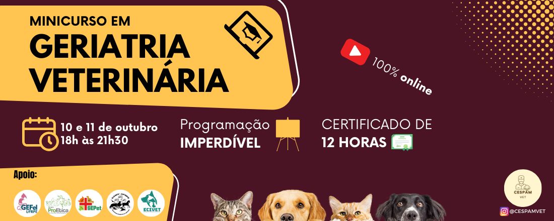 Minicurso em Geriatria Veterinária