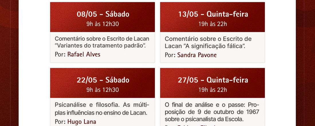 Seminário Teórico-Clínico: O final de análise e o passe: Proposição de 9 de outubro de 1967 sobre o psicanalista da Escola.