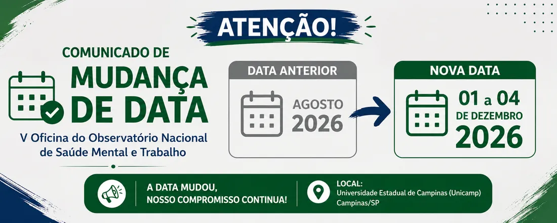 5ª Oficina do Observatório Nacional Saúde Mental e Trabalho – Fortalecendo a participação e inclusão dos trabalhadores e trabalhadoras como protagonistas. Evento Internacional