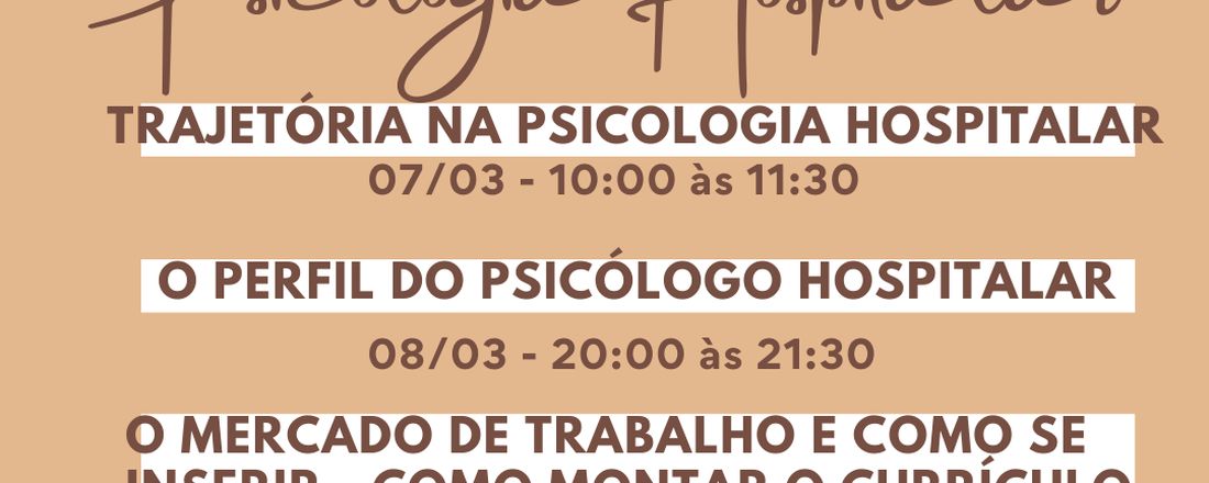 1° Webinar de Psicologia Hospitalar