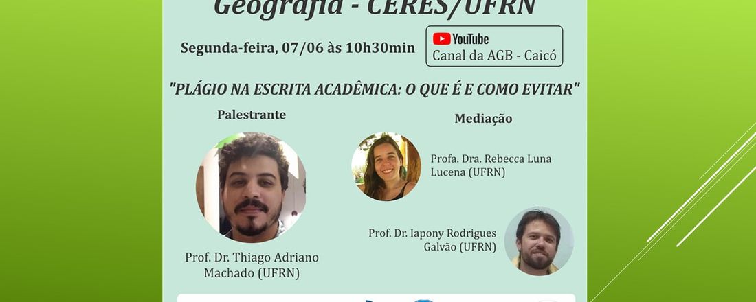 BOAS VINDAS AOS INGRESSANTES EM GEOGRAFIA – LICENCIATURA E BACHARELADO DO CERES/UFRN – 2021.1 - MANHÃ