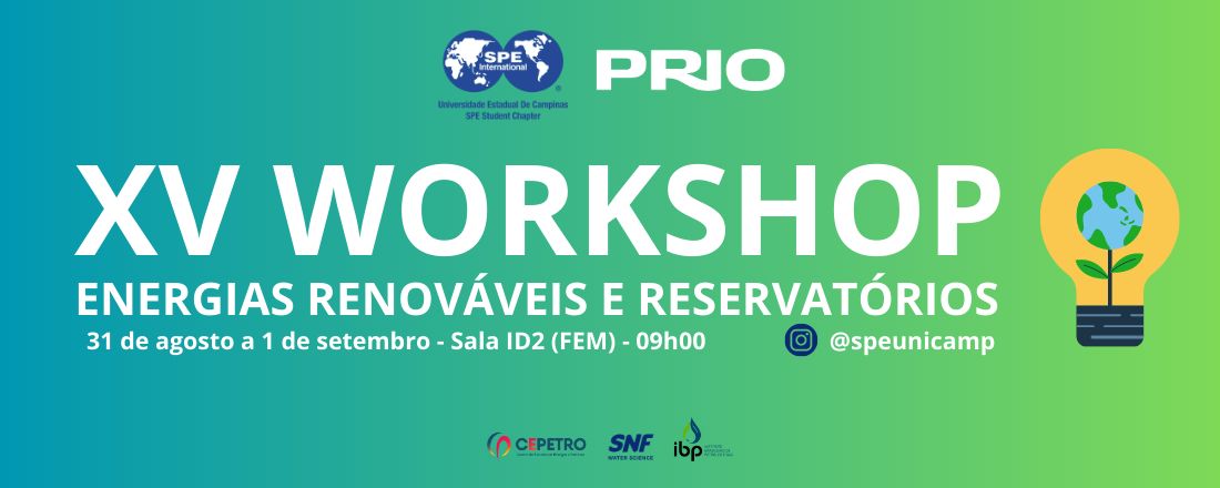 XV WORKSHOP PRIO: ENERGIAS RENOVÁVEIS E RESERVATÓRIOS