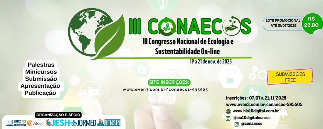 III Congresso Nacional de Ecologia e Sustentabilidade On-line (III CONAECOS)