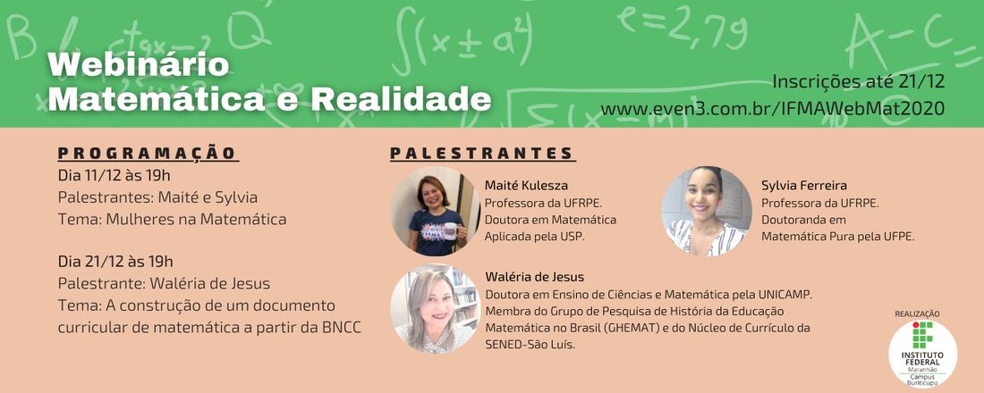 Webinário Matemática e Realidade