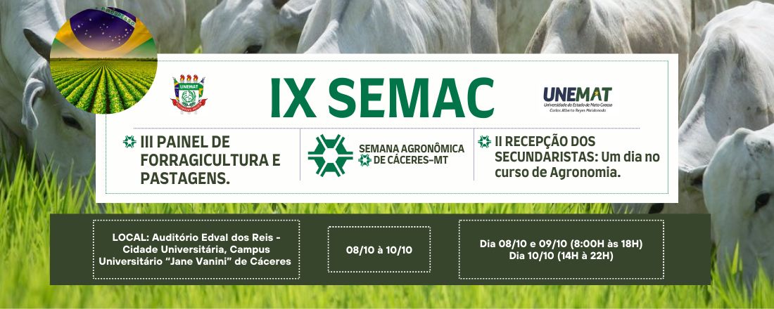 IX Semac III Painel de Forragicultura e Pastagens II Recepção dos Secundaristas: Um dia no Curso de Agronomia