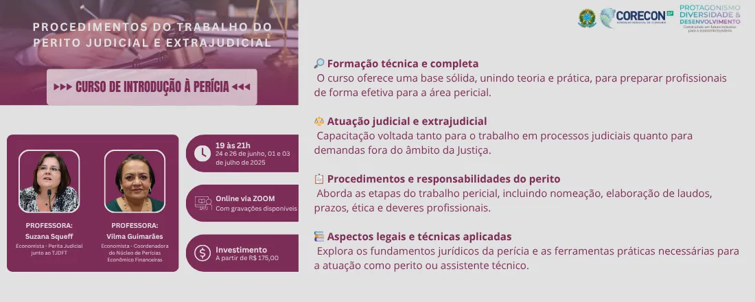 Curso de Introdução à Perícia – Procedimentos do Trabalho do Perito Judicial e Extrajudicial