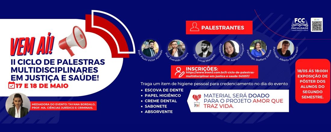 II CICLO DE PALESTRAS MULTIDISCIPLINAR EM JUSTIÇA E SAÚDE