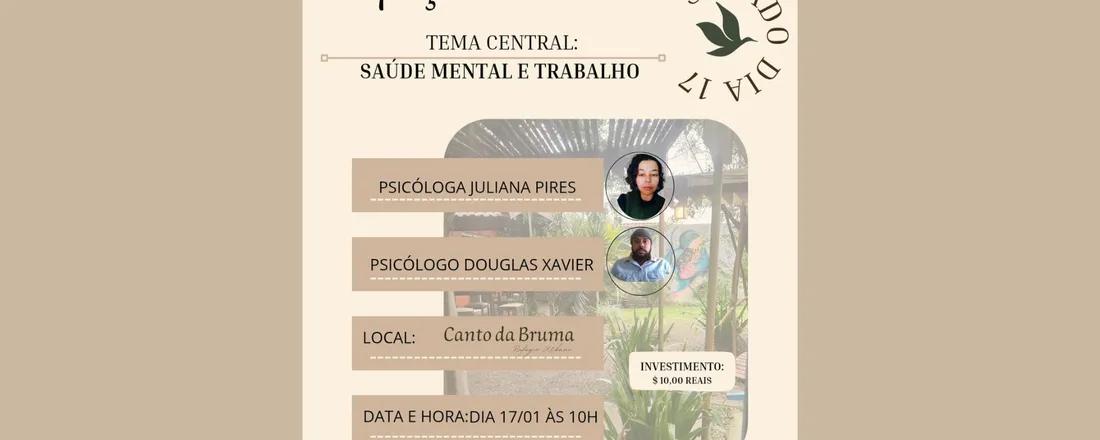 Espaço de conversa: saúde mental e trabalho