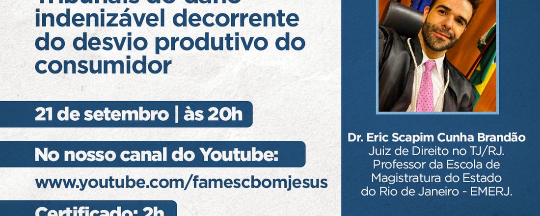 Palestra: O reconhecimento pelos Tribunais do dano indenizável decorrente  do desvio produtivo do  consumidor