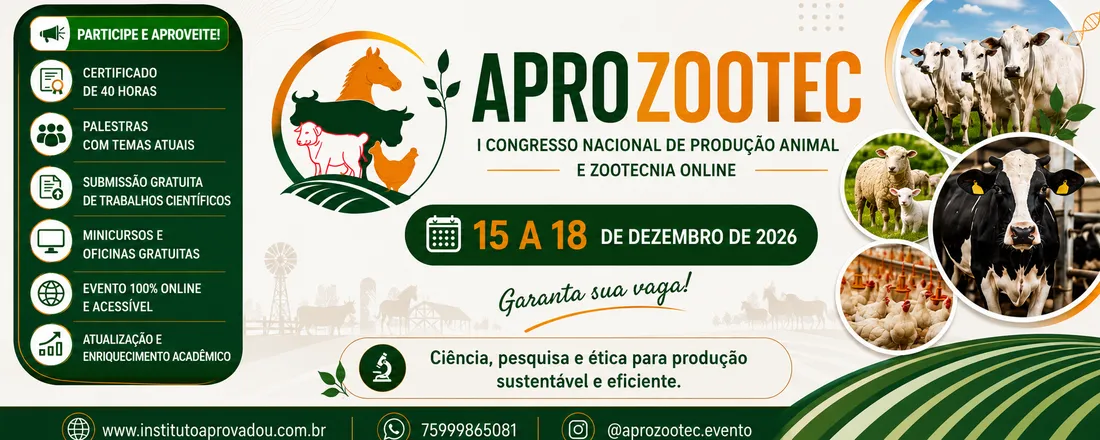 I Congresso Nacional de Produção Pecuária e Zootecnia Online (I APROZOOTEC)