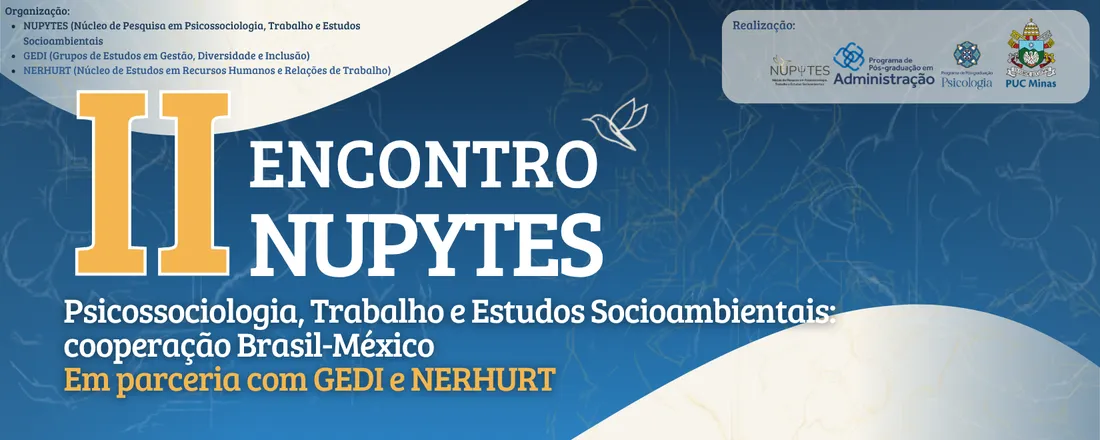 II Encontro Nupytes - Psicossociologia, Trabalho e Estudos Socioambientais: cooperação Brasil-México em parceria com GEDI e NERHURT