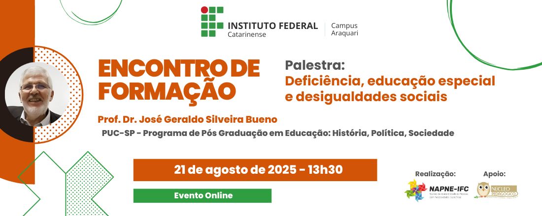 Encontro de Formação: Deficiência, educação especial e desigualdades sociais