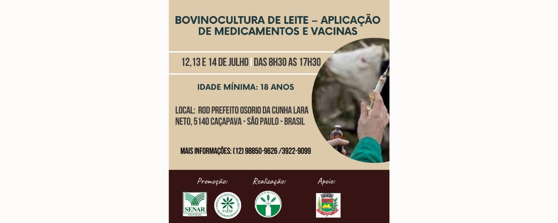 BOVINOCULTURA DE LEITE – APLICAÇÃO DE MEDICAMENTOS E VACINAS