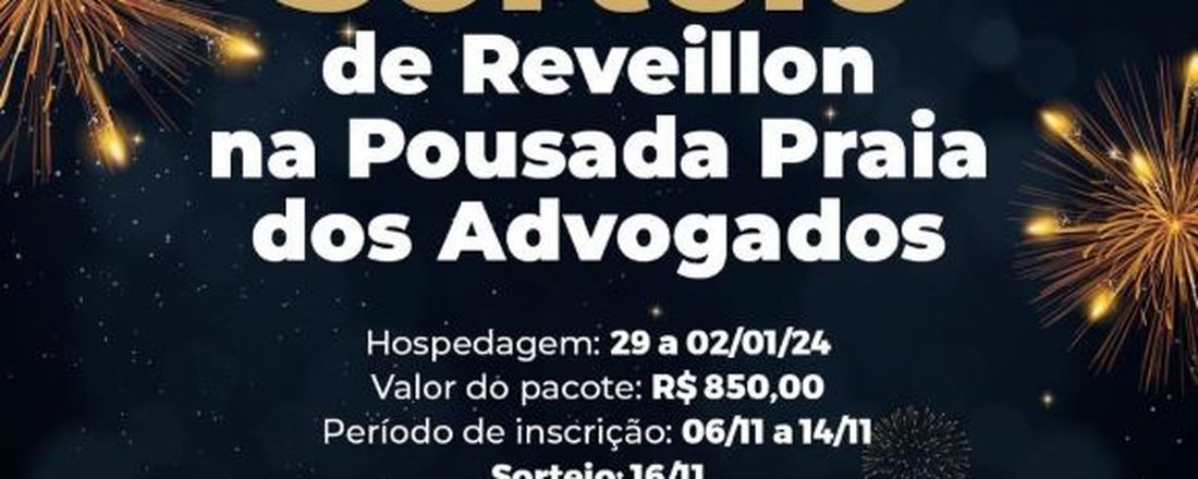 Pousada Praia dos Advogados - Inscrições sorteio Ano Novo