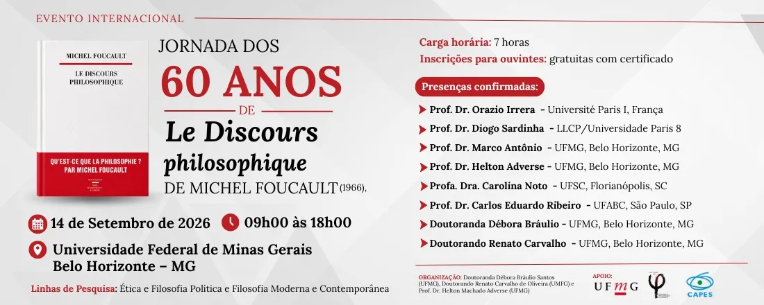 Jornada dos 60 anos de Le Discours philosophique (1966), de Michel Foucault