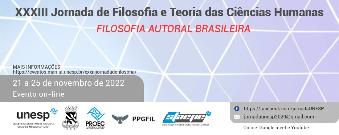XXXIII Jornada de Filosofia e Teoria das Ciências Humanas: Filosofia autoral brasileira