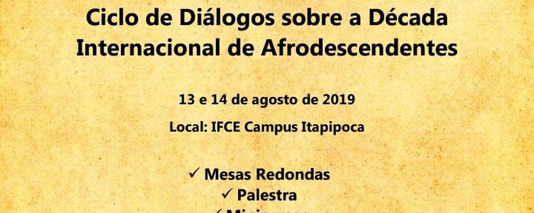 II Ciclo de Diálogos sobre a Década Internacional de Afrodescendentes (II CDDIA)