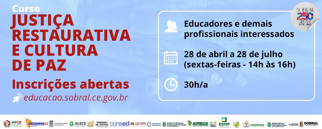 Curso de Justiça Restaurativa e Cultura de Paz