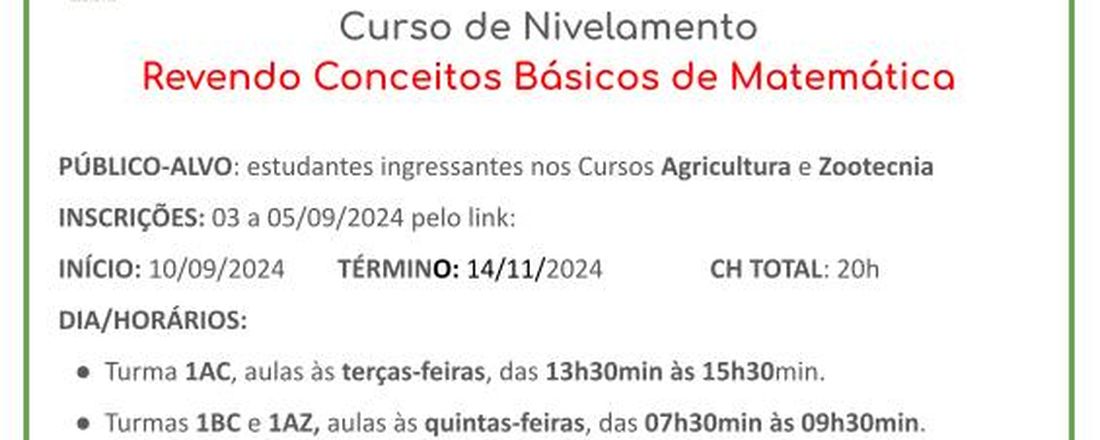 Curso de Nivelamento, “Revendo Conceitos Básicos de Matemática