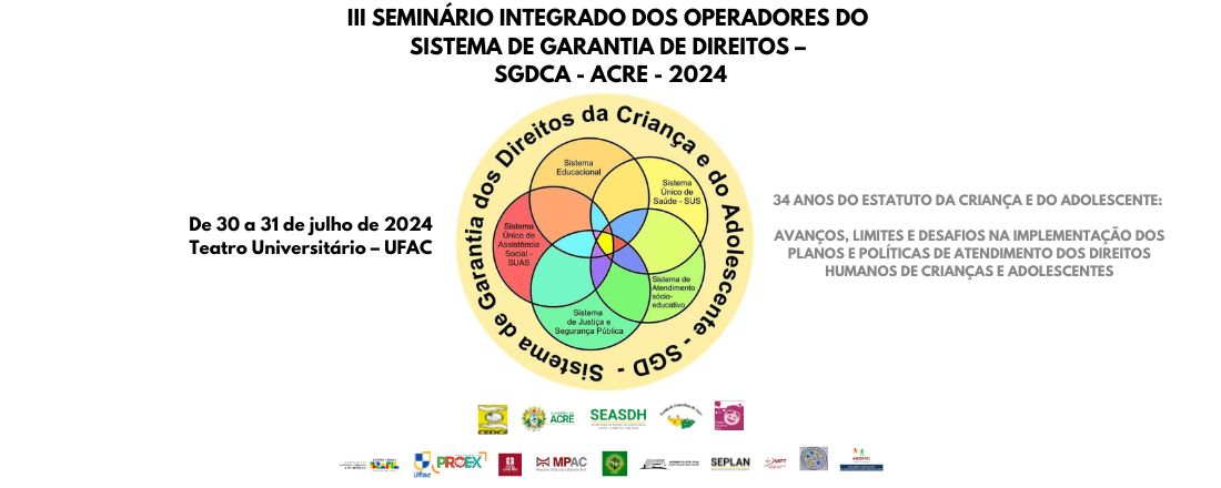 III SEMINÁRIO INTEGRADO DOS OPERADORES DO SISTEMA DE GARANTIA DOS DIREITOS DA CRIANÇA E DO ADOLESCENTE – SGDCA ACRE 2024