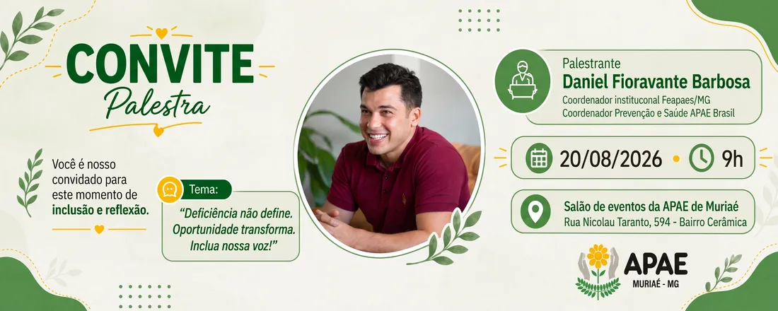 Palestra: Deficiência não define. Oportunidade transforma. Inclua nossa voz!