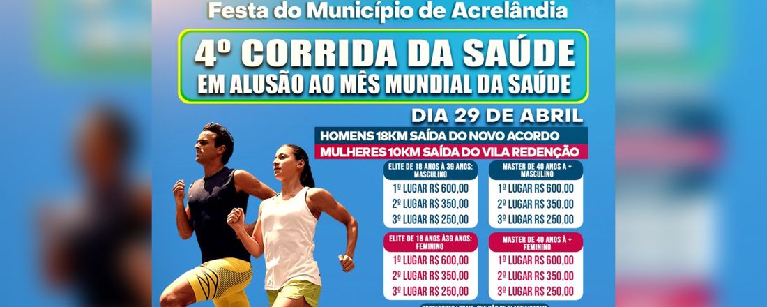 4º CORRIDA DA SAÚDE EM ALUSÃO AO MÊS MUNDIAL DA SAÚDE