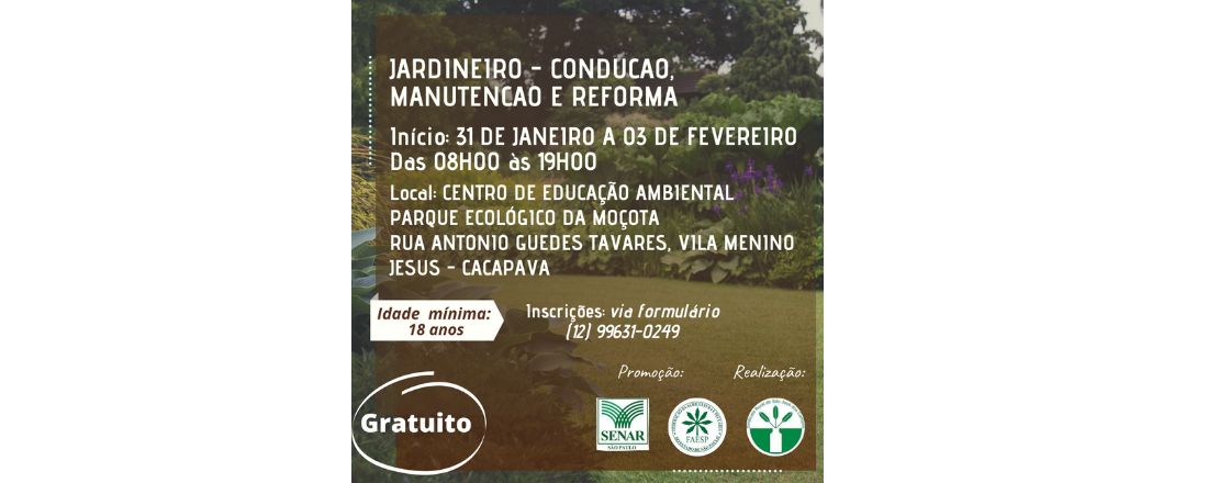 JARDINEIRO - CONDUÇÃO, MANUTENÇÃO E REFORMA