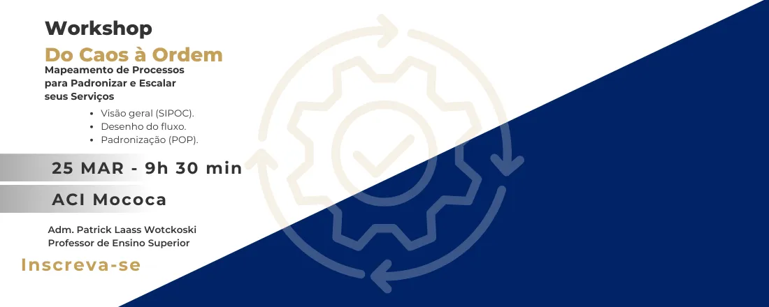 WORKSHOP DO CAOS À ORDEM: Mapeamento de Processos para Padronizar e Escalar seus Serviços