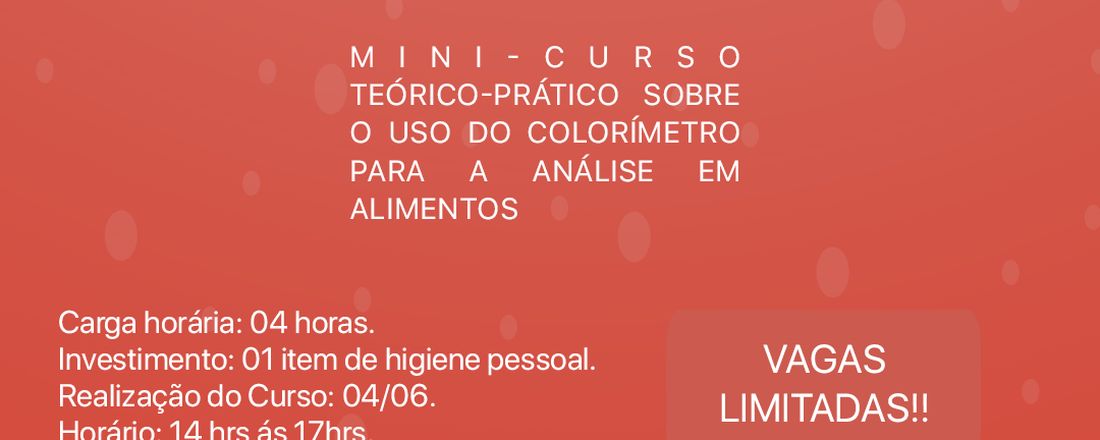 Minicurso teórico-prático sobre o uso do colorímetro para a análise em alimentos