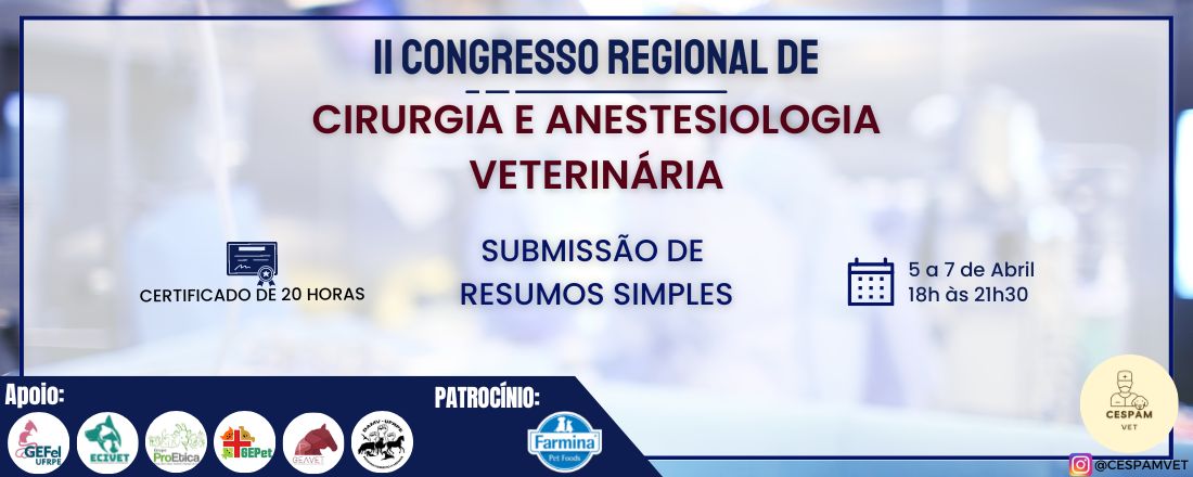 II Congresso Regional de Cirurgia e Anestesiologia Veterinária