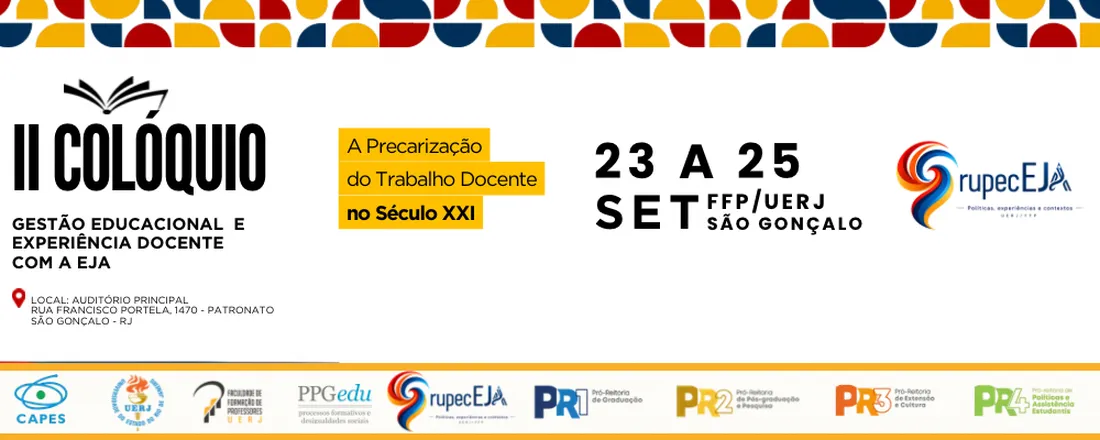 II COLÓQUIO: GESTÃO EDUCACIONAL E EXPERIÊNCIA DOCENTE COM A EJA.