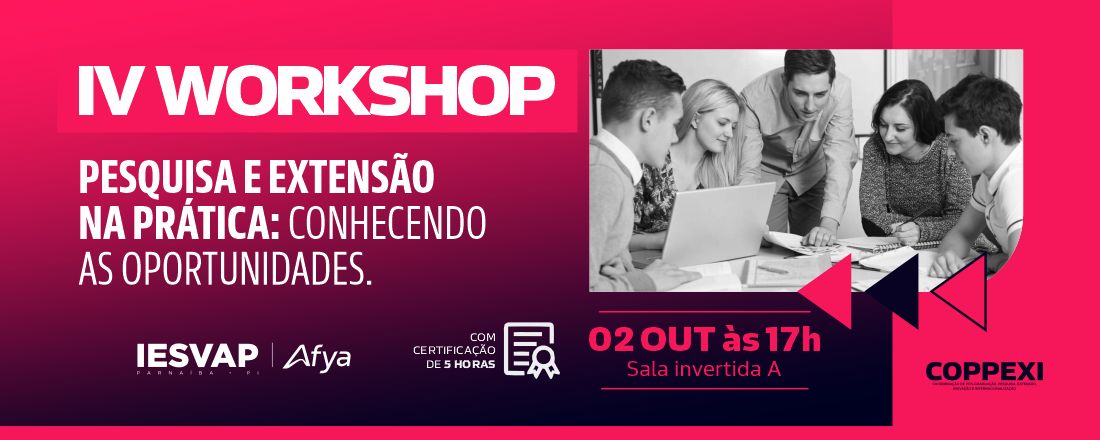 IV Workshop Pesquisa e Extensão na prática: conhecendo as oportunidades