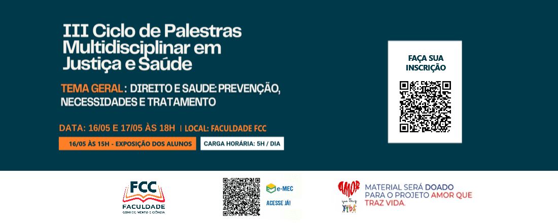 III CICLO DE PALESTRAS MULTIDISCIPLINAR EM JUSTIÇA E SAÚDE