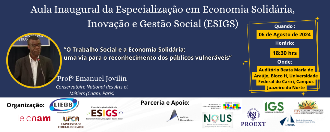 Aula Inaugural da Especialização em Economia Solidária, Inovação e Gestão Social