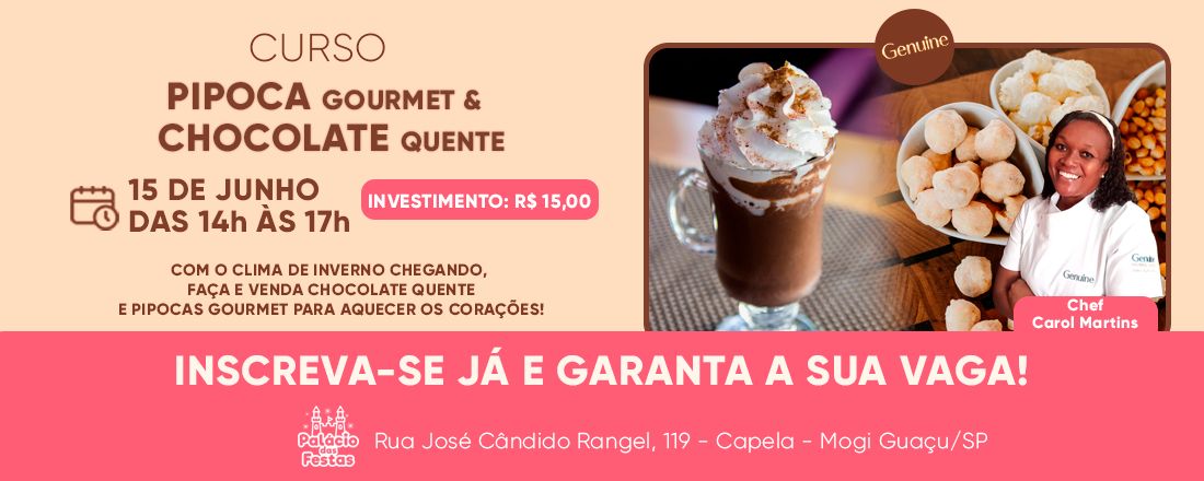 Curso Pipocas Gourmet e Chocolate Quente