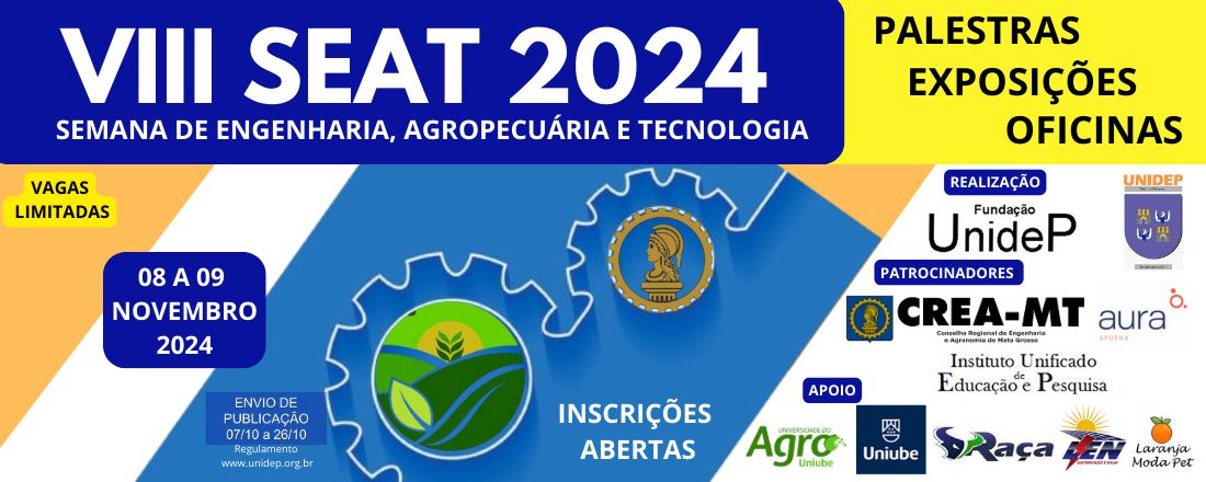 VIII SEAT 2024 - VIII SEMANA DE ENGENHARIA, AGROPECUÁRIA E TECNOLOGIA