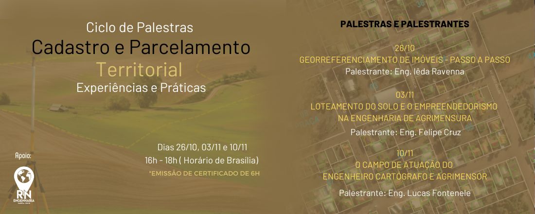 Ciclo de Palestras Cadastro e Parcelamento Territorial - Experiências e Práticas