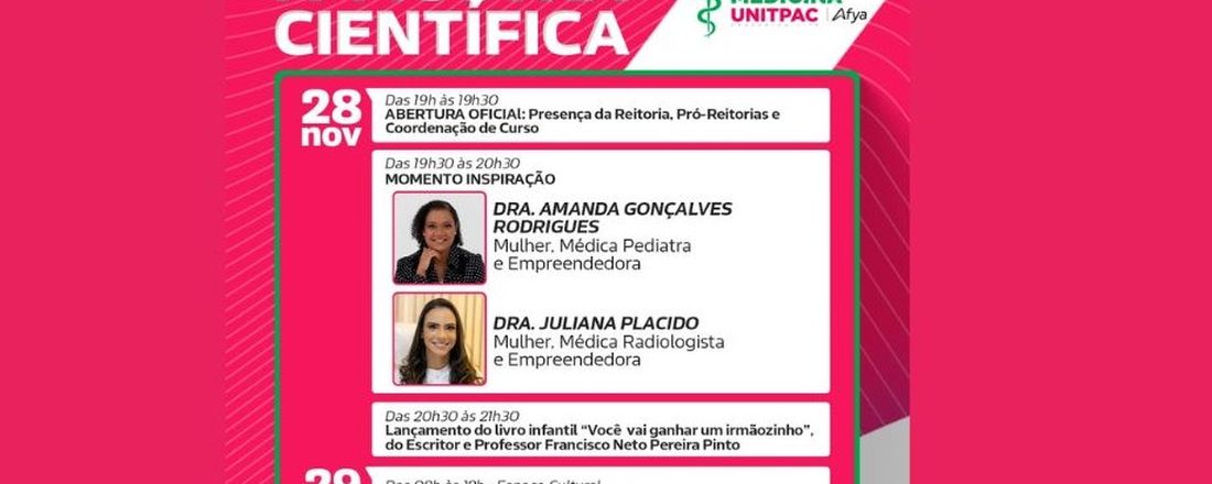 IV Mostra Científica do Curso de Medicina do Unitpac: Pessoas que inspiram - mulheres, médicas e empreendedoras