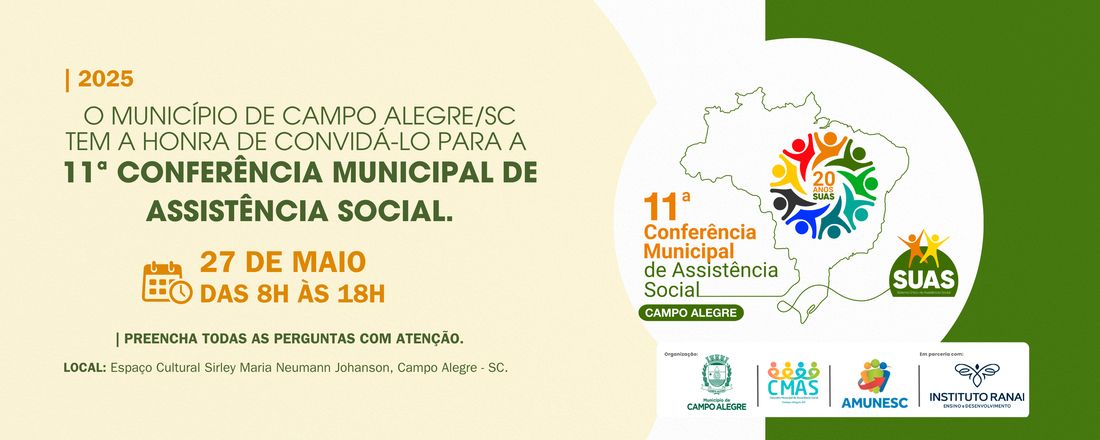 11ª Conferência Municipal de Assistência Social |Municipio de Campo Alegre/SC