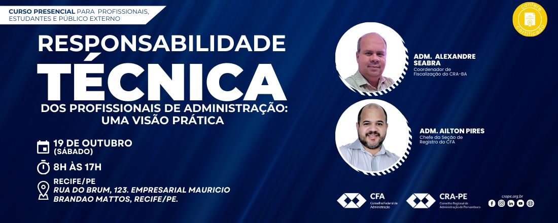 Curso de Responsabilidade Técnica para Profissionais de Administração