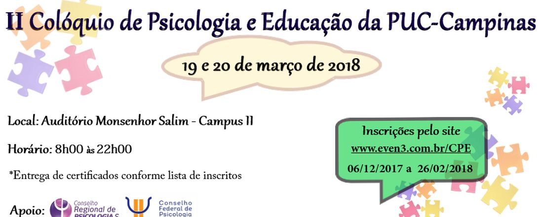 II Colóquio de Psicologia e Educação da PUC-Campinas